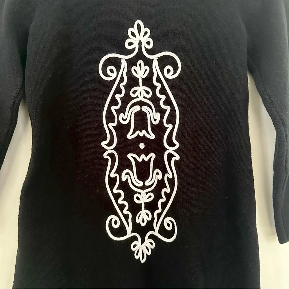 Hanna Andersson 100% Cotton Knit Sweater Dress Black & White  Girls size 10 Xmas